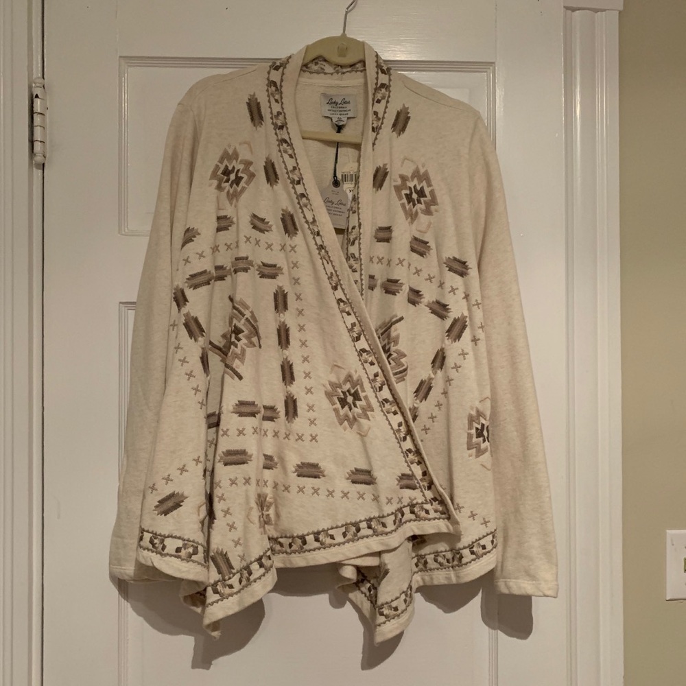 Lucky Brand Lucky Lotus Embroidered Cardigan